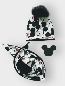 ZIMA Czapka z POMPONEM + Komin / Chusta MYSZKA MICKEY POLAR  