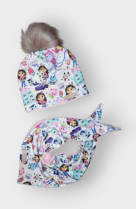 ZIMA Czapka z POMPONEM + Komin / Chusta KOCI DOMEK GABI  POLAR   