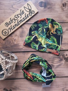 Czapka + Komin / Chusta DINOZAURY DINO