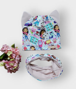 Czapka + Komin / Chusta KOCI DOMEK GABI USZY USZKA DWUWARSTWOWA